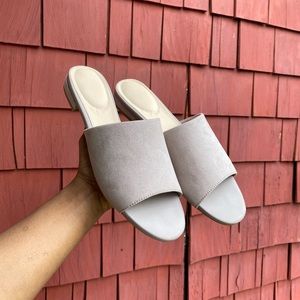 Pink Suede Open-Toe Mules